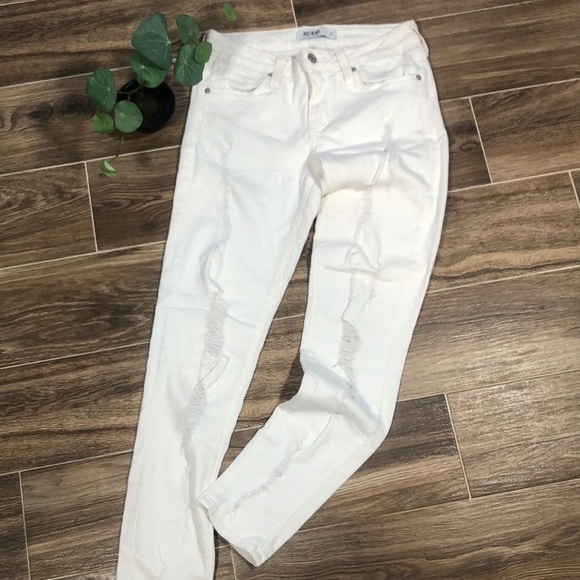 Just Black Denim White Distressed Skinny Jeans Size 27 - Picture 1 of 12